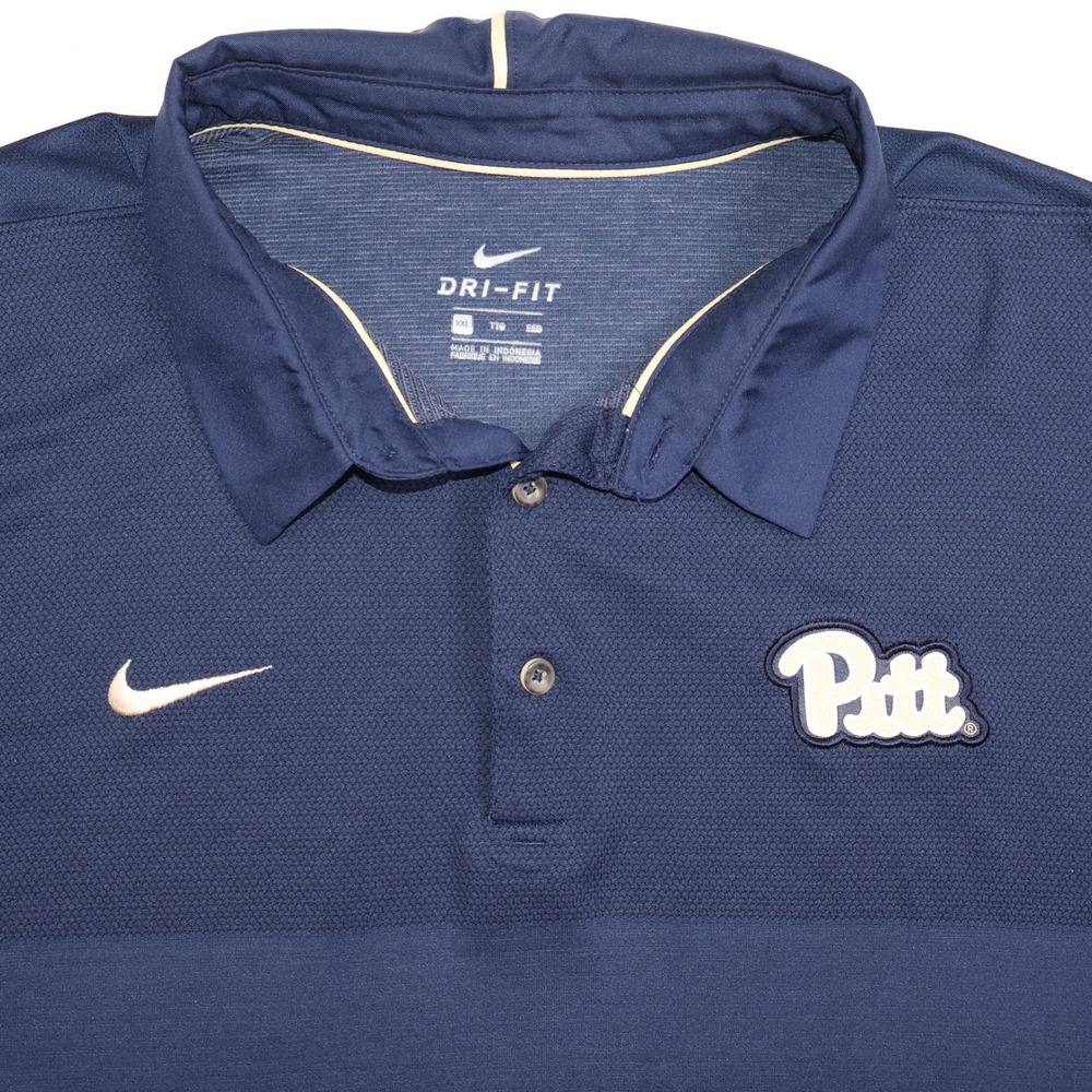 Nike Pitt Panthers Dri-FIT Polo Shirt Mens XXL Navy Blue Short Sleeve Golf Tee